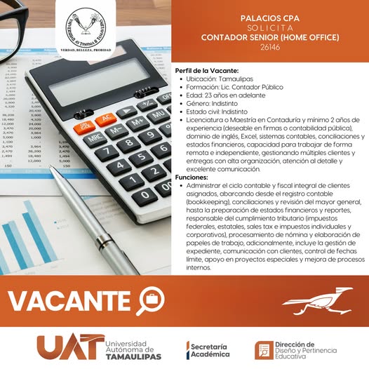 Vacante Palacios CPA Solicita Contador Senior Home Office