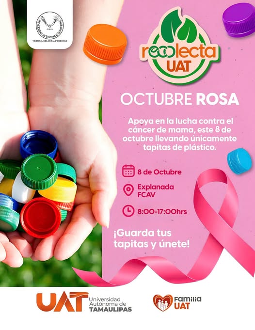 Octubre Rosa Recolecta UAT Tapitas de Plástico